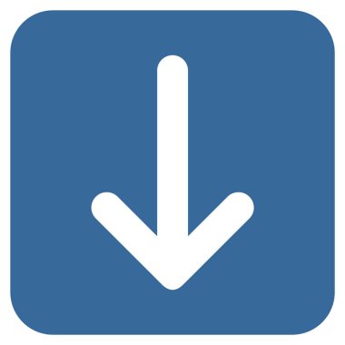 Düz aşağı ok vektör simgesi kare