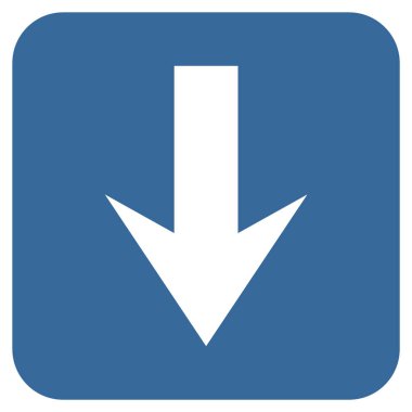 Düz aşağı ok vektör simgesi kare