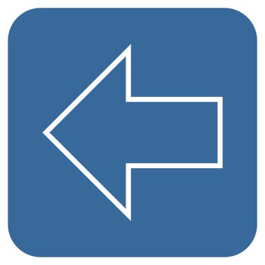 Düz sol ok vektör simgesi kare