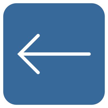 Düz sol ok vektör simgesi kare