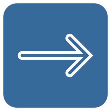 Ok sağ düz vektör simgesi kare