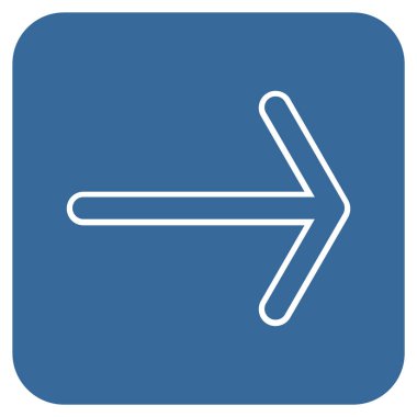 Ok sağ düz vektör simgesi kare