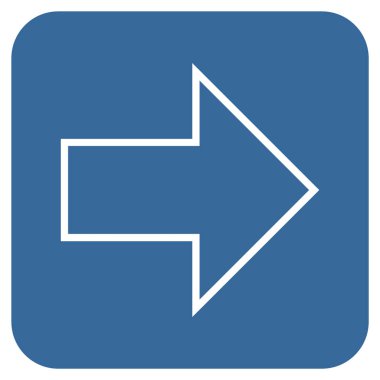 Ok sağ düz vektör simgesi kare