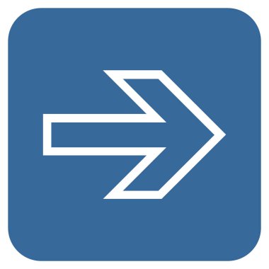 Ok sağ düz vektör simgesi kare