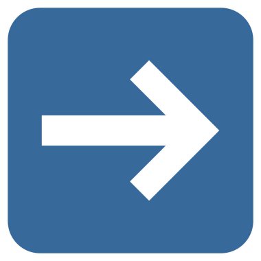 Ok sağ düz vektör simgesi kare