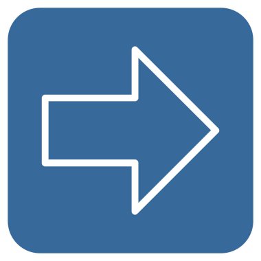 Ok sağ düz vektör simgesi kare