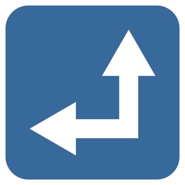 Bifurkasyon ok sol düz vektör simgesi kare.