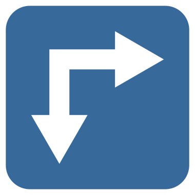 Vektör simge çatallanma ok sağ aşağı düz kare