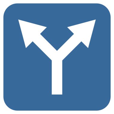 Düz yukarı çatallanma ok vektör simgesi kare