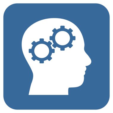 Beyin vites düz kare vektör simgesi