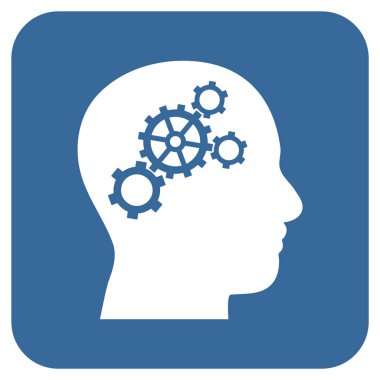 Beyin vites düz kare vektör simgesi