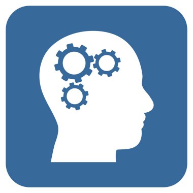 Beyin vites düz kare vektör simgesi