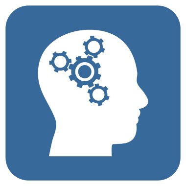 Beyin mekanik düz kare vektör simgesi