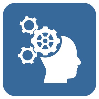 Beyin mekanik düz kare vektör simgesi