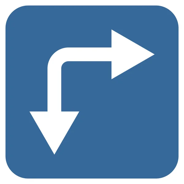 Flecha de bifurcación hacia abajo Icono de vector cuadrado plano — Archivo Imágenes Vectoriales