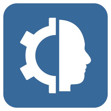 Cyborg vites düz kare vektör simgesi