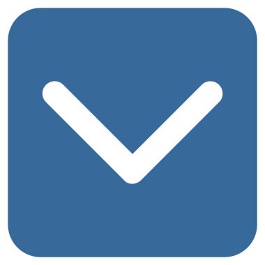 Düz aşağı yön vektör simgesi kare