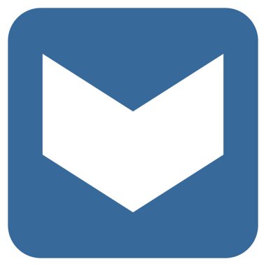 Düz aşağı yön vektör simgesi kare