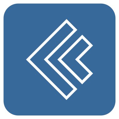 Düz sol yön vektör simgesi kare