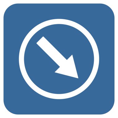 Aşağı doğru yuvarlak ok düz kare vektör simgesi