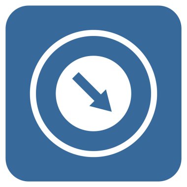 Aşağı doğru yuvarlak ok düz kare vektör simgesi