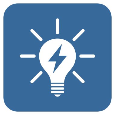 Elektrik ışık ampul düz kare vektör simgesi