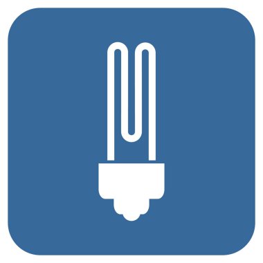 Floresan ampul düz kare vektör simgesi