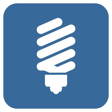 Floresan ampul düz kare vektör simgesi