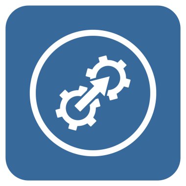 Dişli Tümleştirme düz kare vektör simgesi