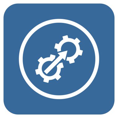 Dişli Tümleştirme düz kare vektör simgesi