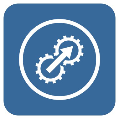 Dişli Tümleştirme düz kare vektör simgesi