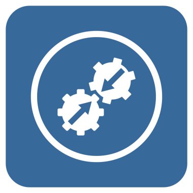 Dişli Tümleştirme düz kare vektör simgesi