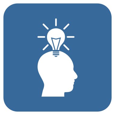 Dahi ampul düz kare vektör simgesi