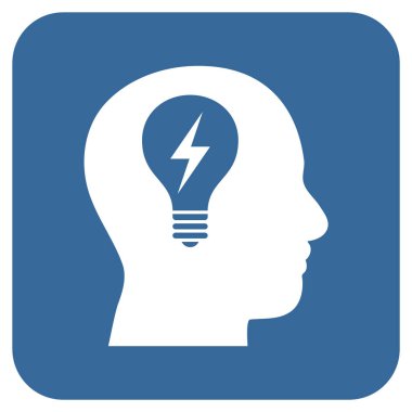 Kafası ampul düz kare vektör simgesi