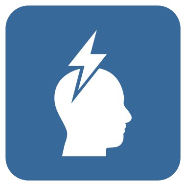 Baş ağrısı düz kare vektör simgesi