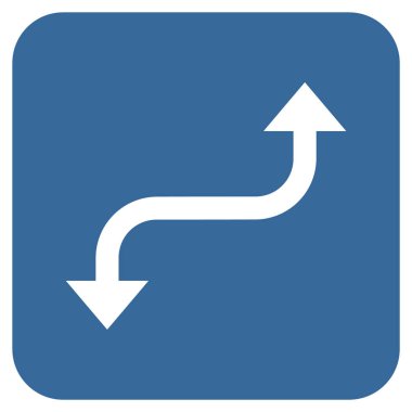 Tam tersi kavisli ok düz kare vektör simgesi