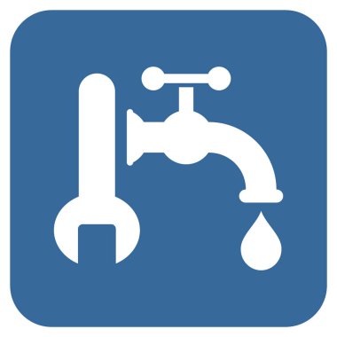 Sıhhi tesisat düz kare vektör simgesi