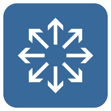 Radyal oklar düz kare vektör simgesi