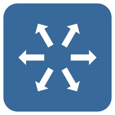 Radyal oklar düz kare vektör simgesi