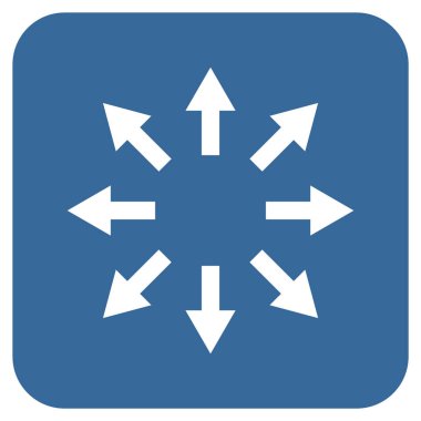 Radyal oklar düz kare vektör simgesi