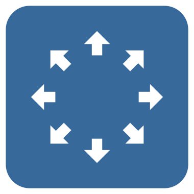 Radyal oklar düz kare vektör simgesi