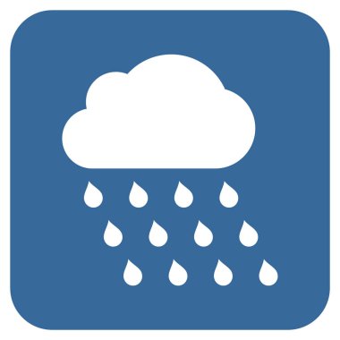 Yağmur bulutu düz kare vektör simgesi