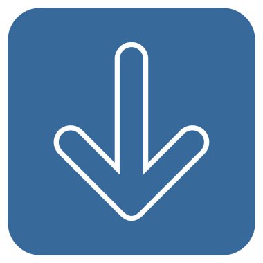 Düz aşağı yönlü ok vektör simgesi kare