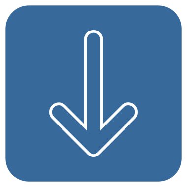 Düz aşağı yönlü ok vektör simgesi kare