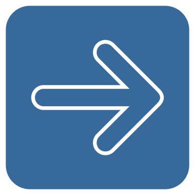 Yuvarlak ok sağ düz vektör simgesi kare