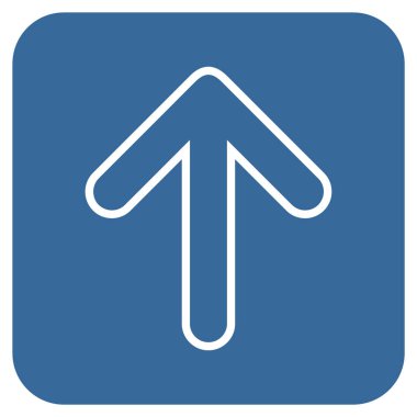 Düz yukarı yönlü ok vektör simgesi kare