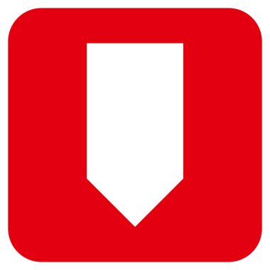 Düz aşağı yön vektör simgesi kare