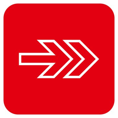 Şu yönde düz vektör simgesi kare