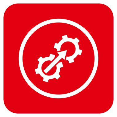 Dişli Tümleştirme düz kare vektör simgesi