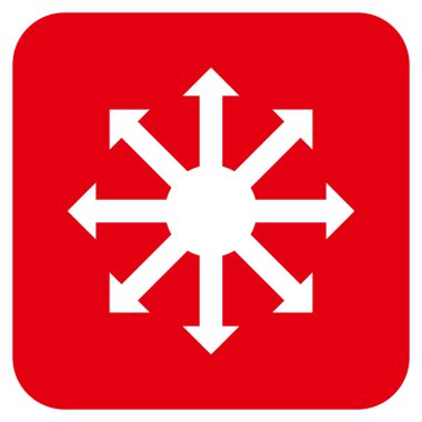 Radyal oklar düz kare vektör simgesi